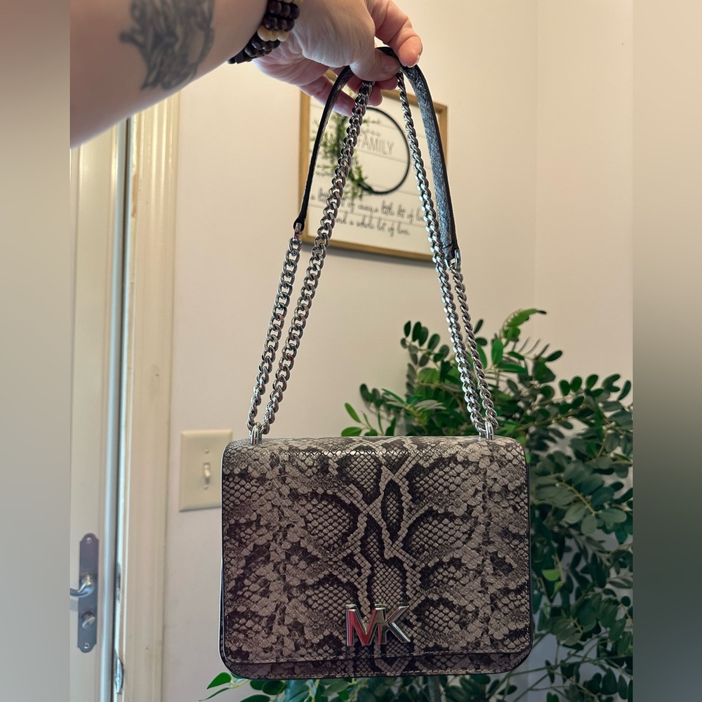 Michael Kors Snake Print Crossbody Bag - Brown and Black - Picture 8 of 10